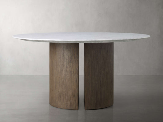 Saint Germain Round Stone Dining Table with Dauphine Base