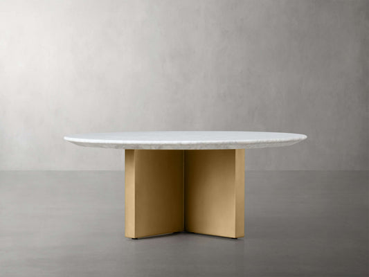Saint Germain Round Stone Coffee Table with Clement Base