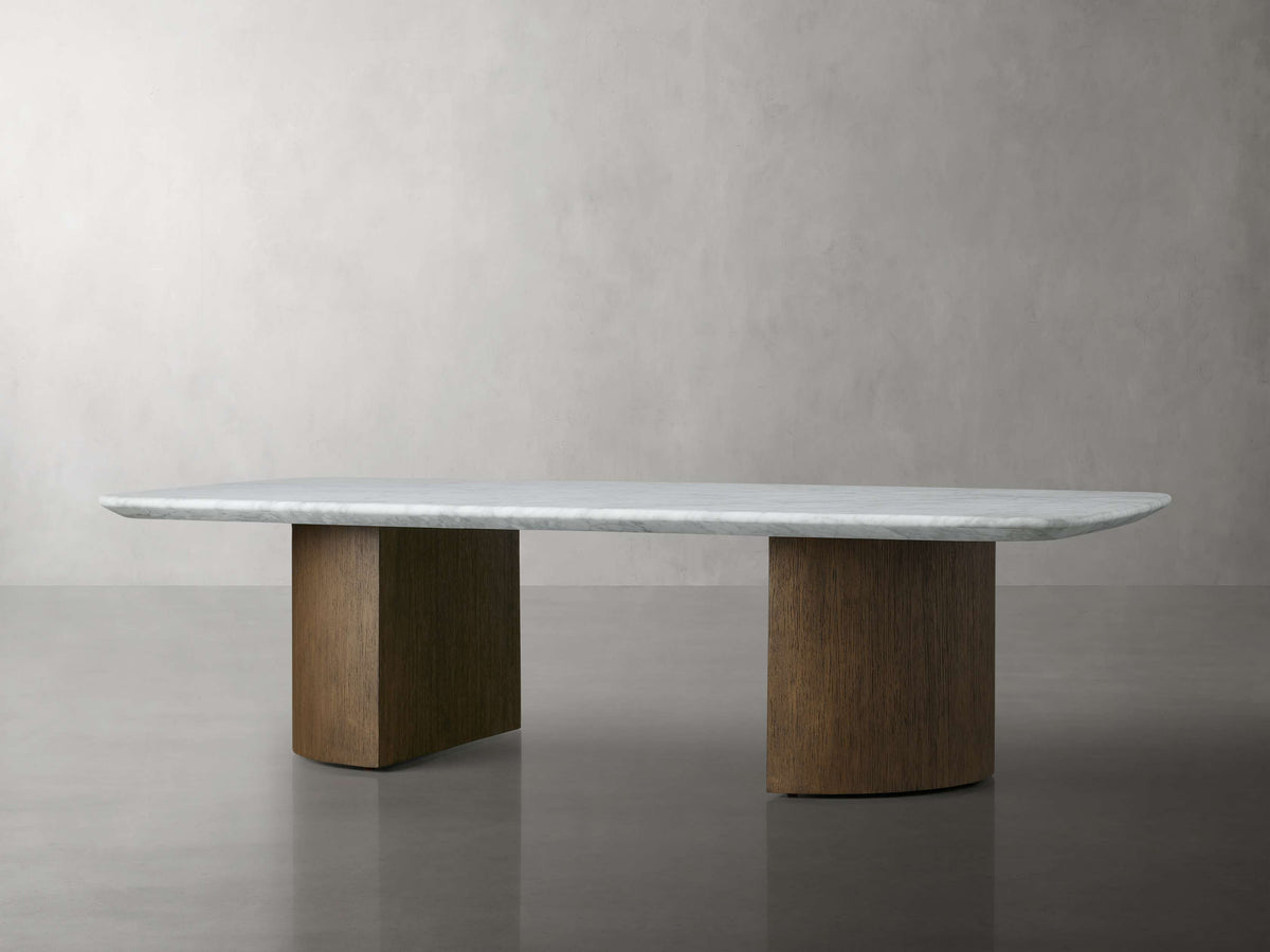 Saint Germain 72" Stone Coffee Table with Dauphine Base and Carrara Top