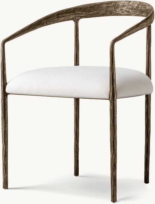 Thaddeus Curved Fabric Dining Armchair