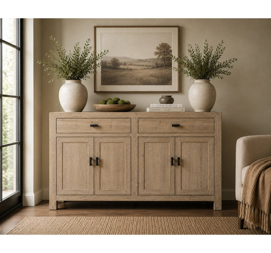 Lilys Living 57 Long Two Drawers Sideboard Weathered Neutral 57X18X36H