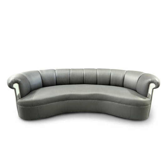 Haute House Home Aida 123 Genuine Leather Rolled Arm Chesterfield Sofa