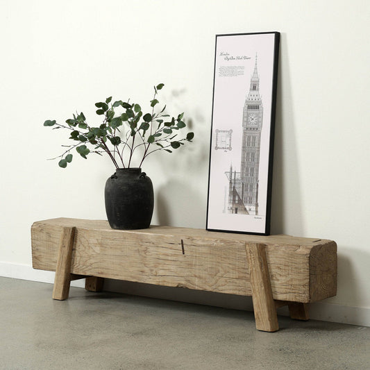 Approx 76-80 Inches Wide Vintage House Beam Bench Weathered Natural