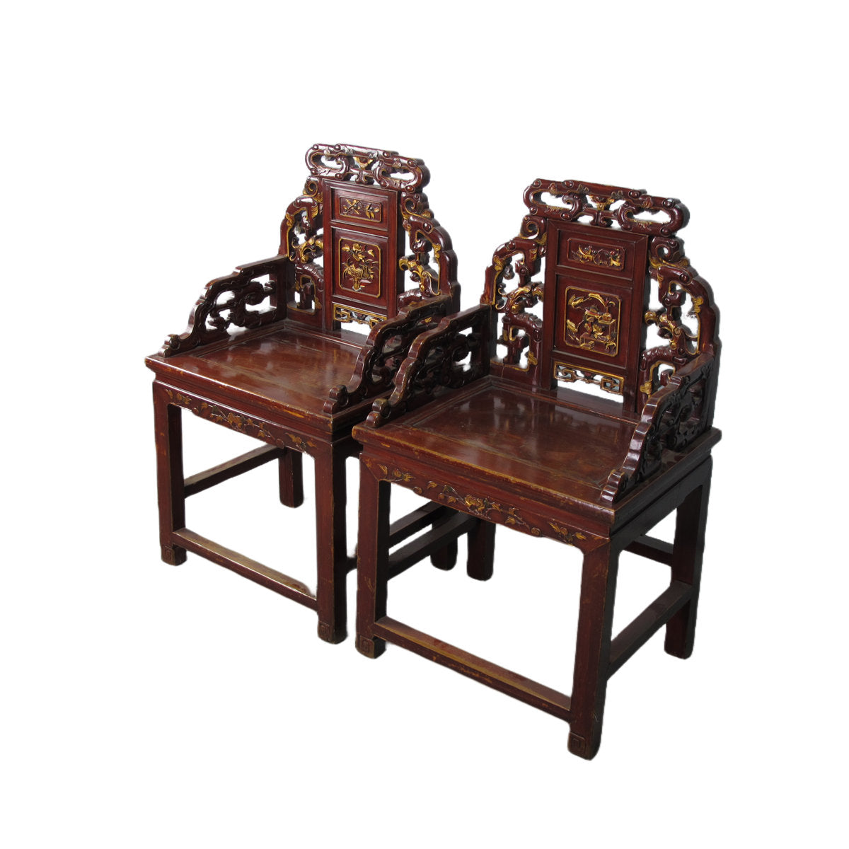 Asian Classic Solid Wood Arm Chair (Set of 2)