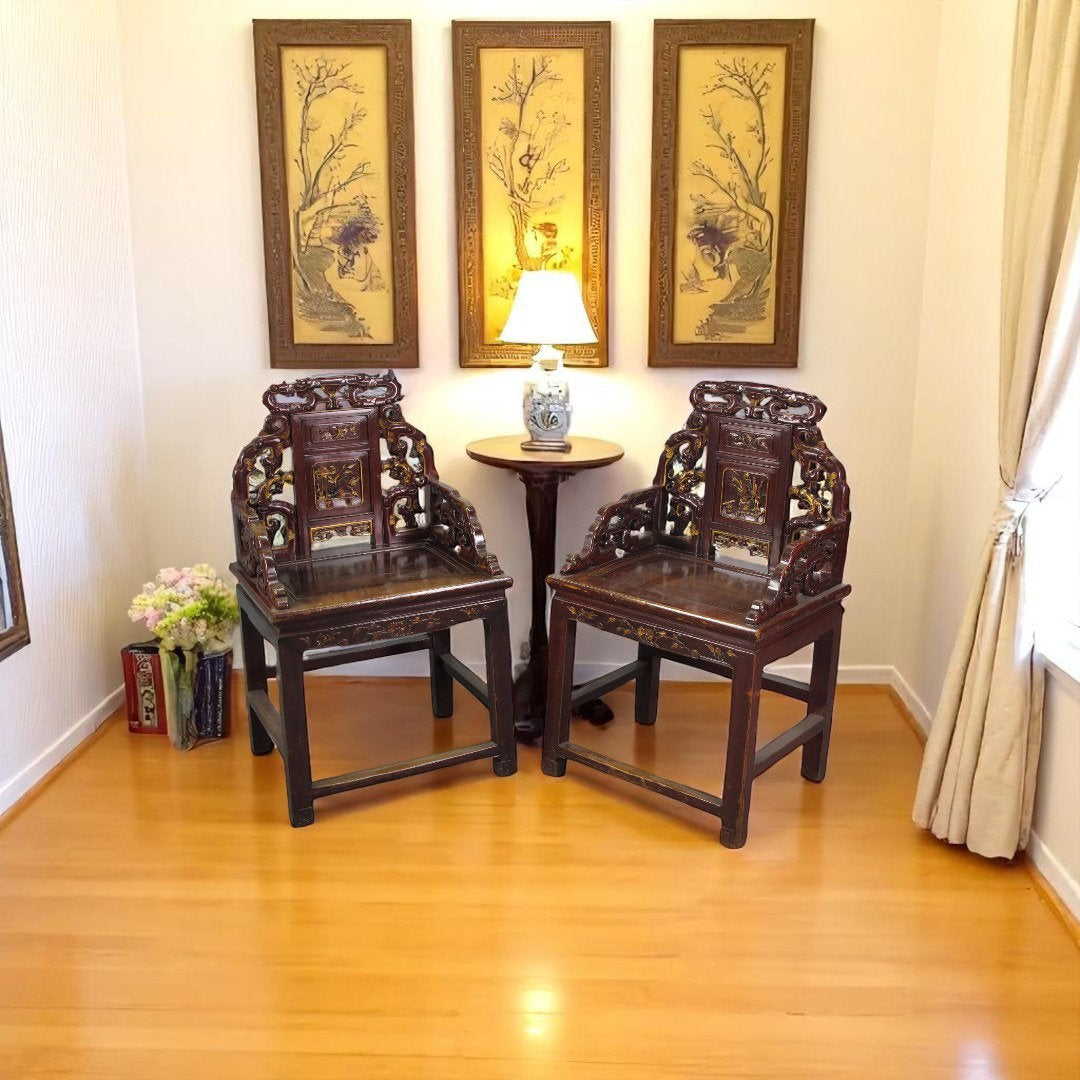 Asian Classic Solid Wood Arm Chair (Set of 4)