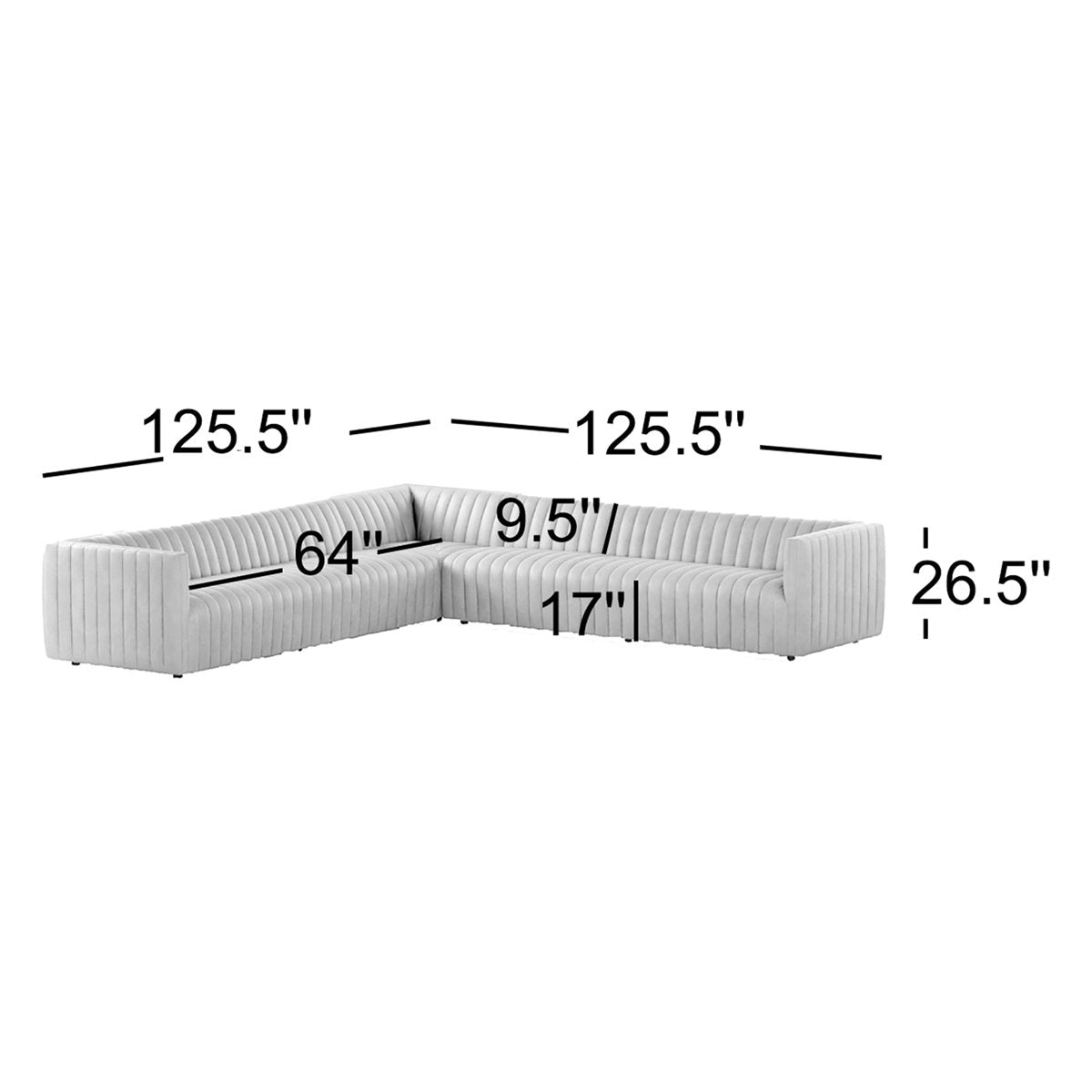 Four Hands Grayson 1255 Wide Genuine Leather Symmetrical Corner Sectional