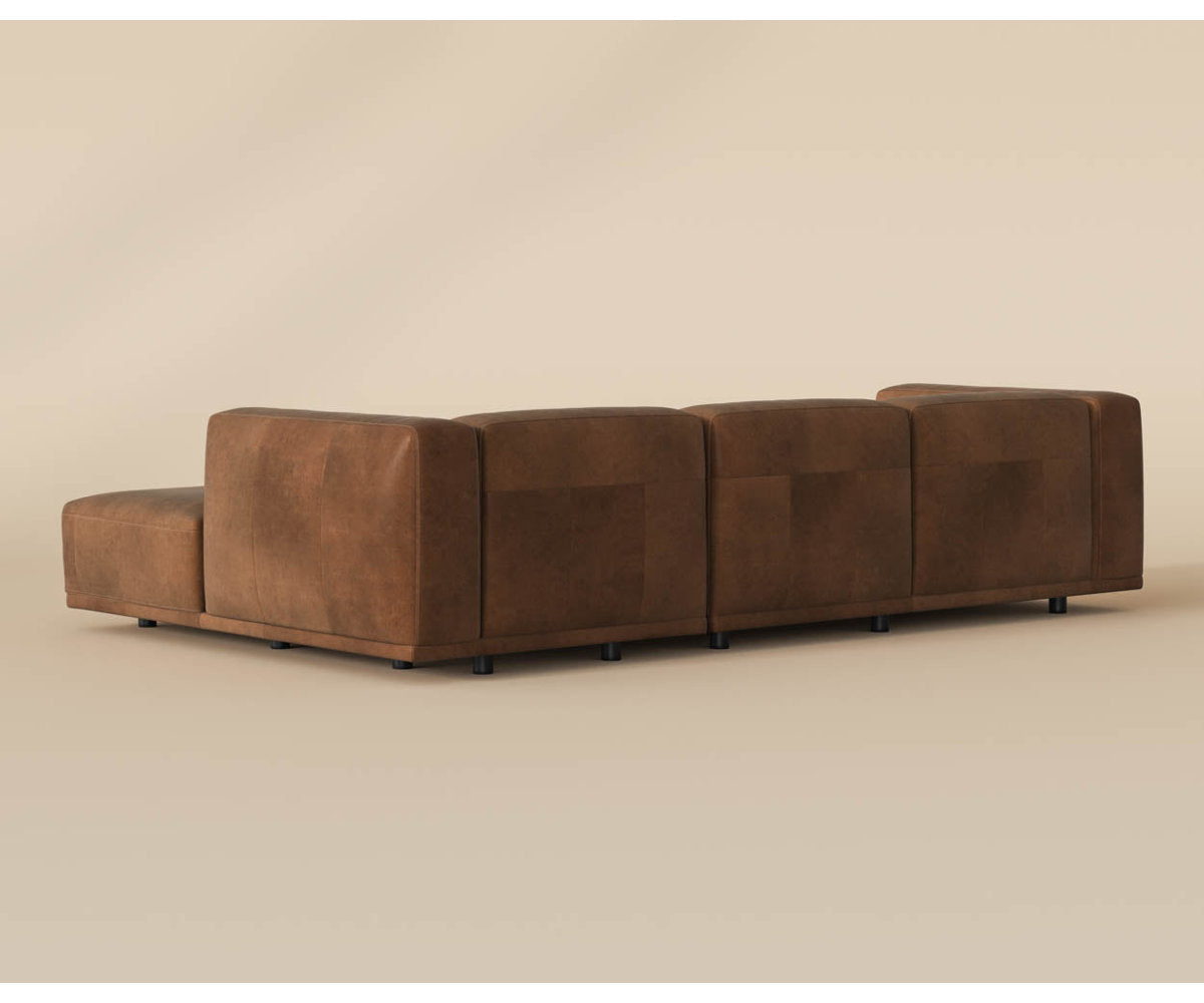 Beau Sofa Chaise - Lucia Tobacco Leather
