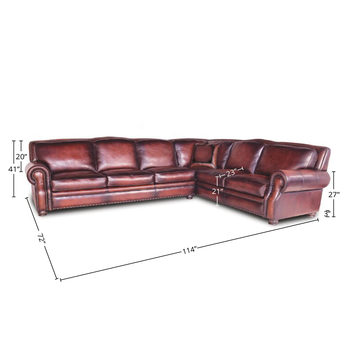 Eleanor Rigby Bethesda 114 Wide Genuine Leather Right Hand Facing Corner Sectional