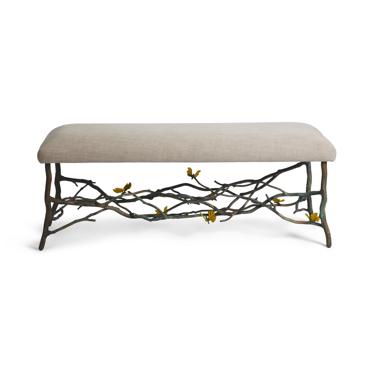 Butterfly Ginkgo Upholstered Bench