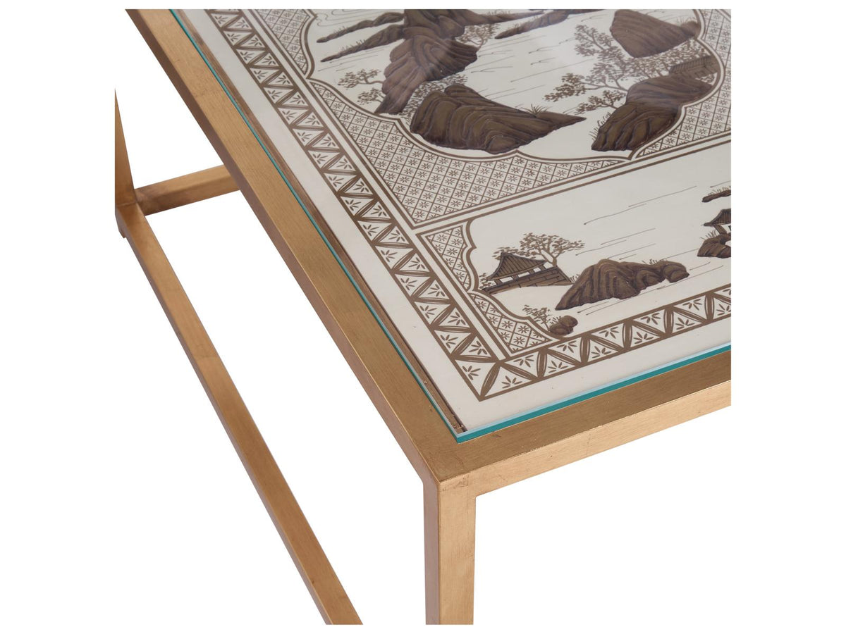 Jamie Merida Rectangular Glass Gold Coffee Table