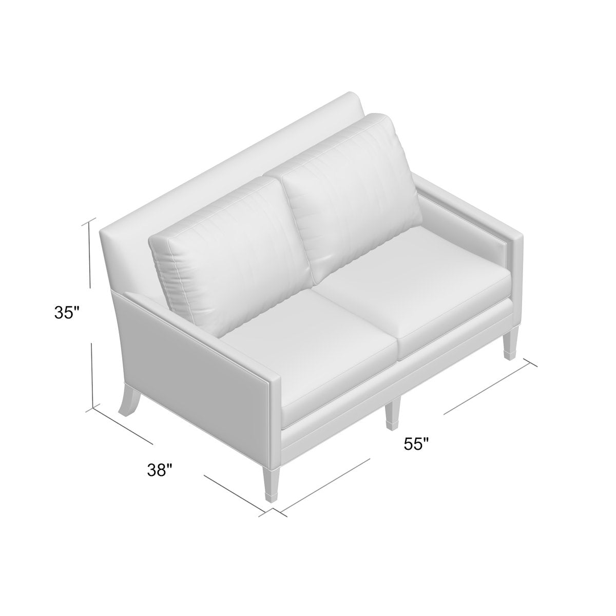 Duralee Capucine 55 Square Arm Loveseat