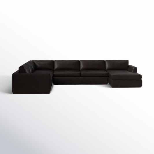 Colt 161" Wide Genuine Leather Left Hand Facing Sofa & Chaise