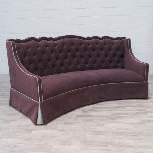 Haute House Home Fletcher 113 Velvet Square Arm Curved Slipcovered Sofa