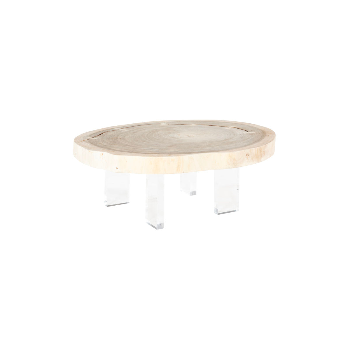 Floating Coffee Table With Acrylic Legs, Bleached, Size Varies