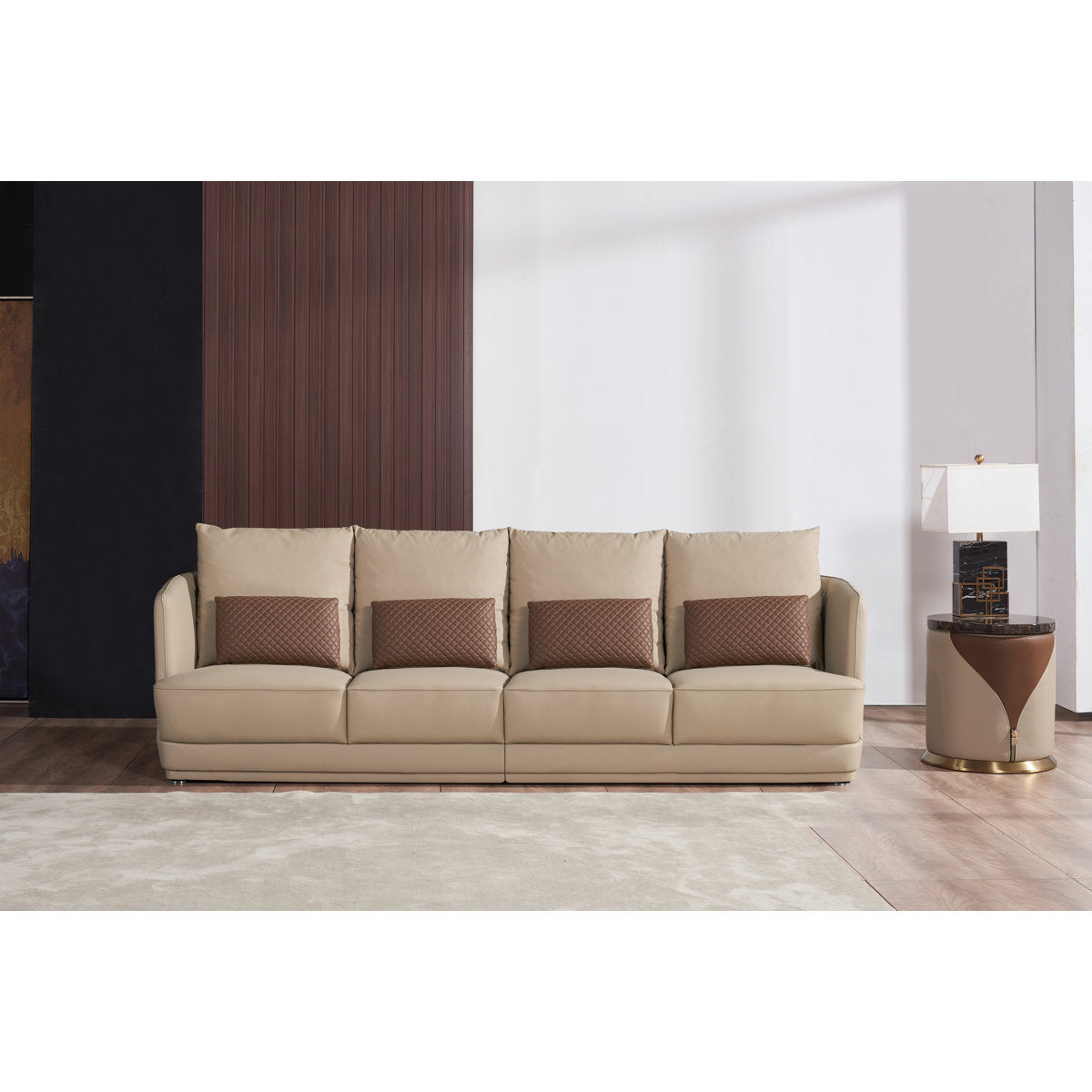 European Furniture Glamour Collection Genuine Leather 985 Rolled Arm Sofa