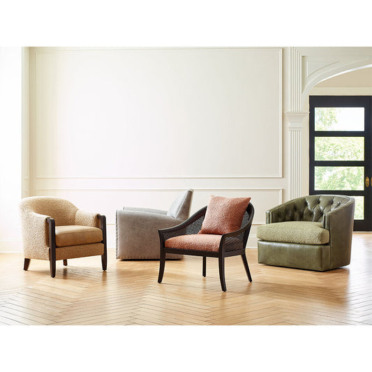 Massoud Furniture Hugo 34 Inches W Full Grain Leather Swivel Club Chair
