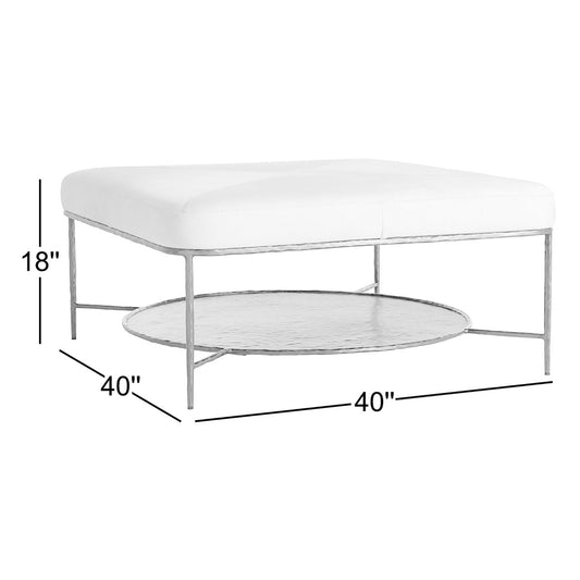 Laurie 40 Wide Genuine Leather Rectangle Storage Ottoman with Storage