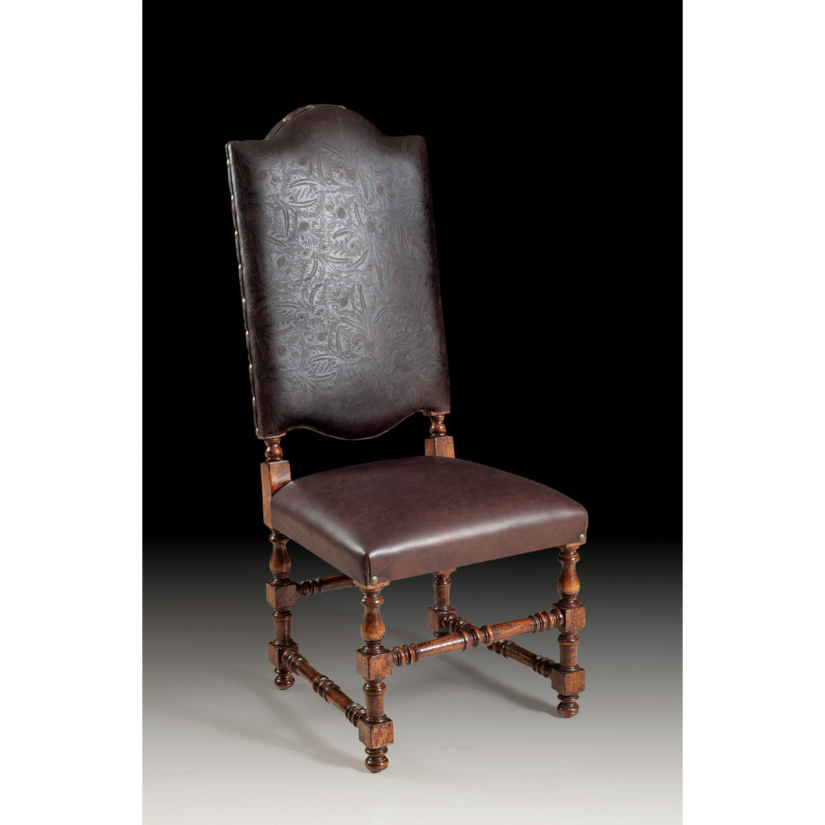 Leather Upholstered Side Chair in Brown