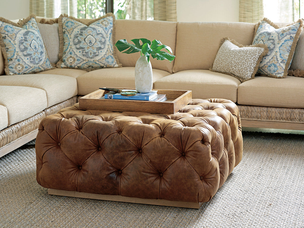 Los Altos Laurel Leather Cocktail Ottoman