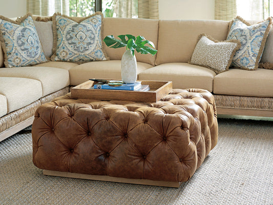 Los Altos Laurel Leather Cocktail Ottoman