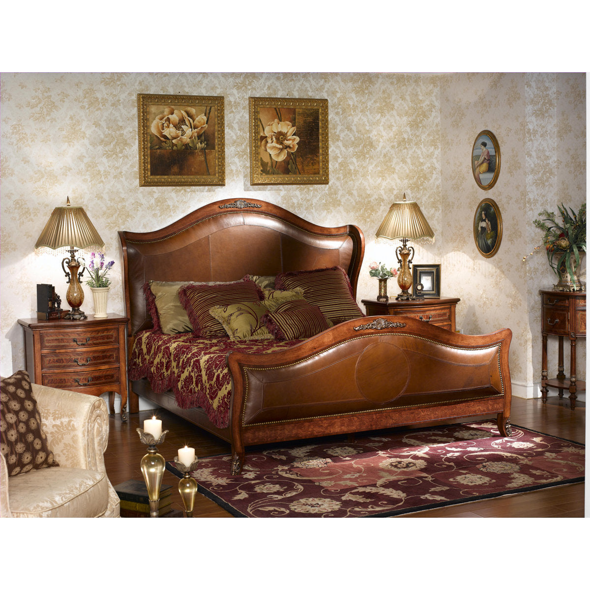 Louis Leather Wingback Bed