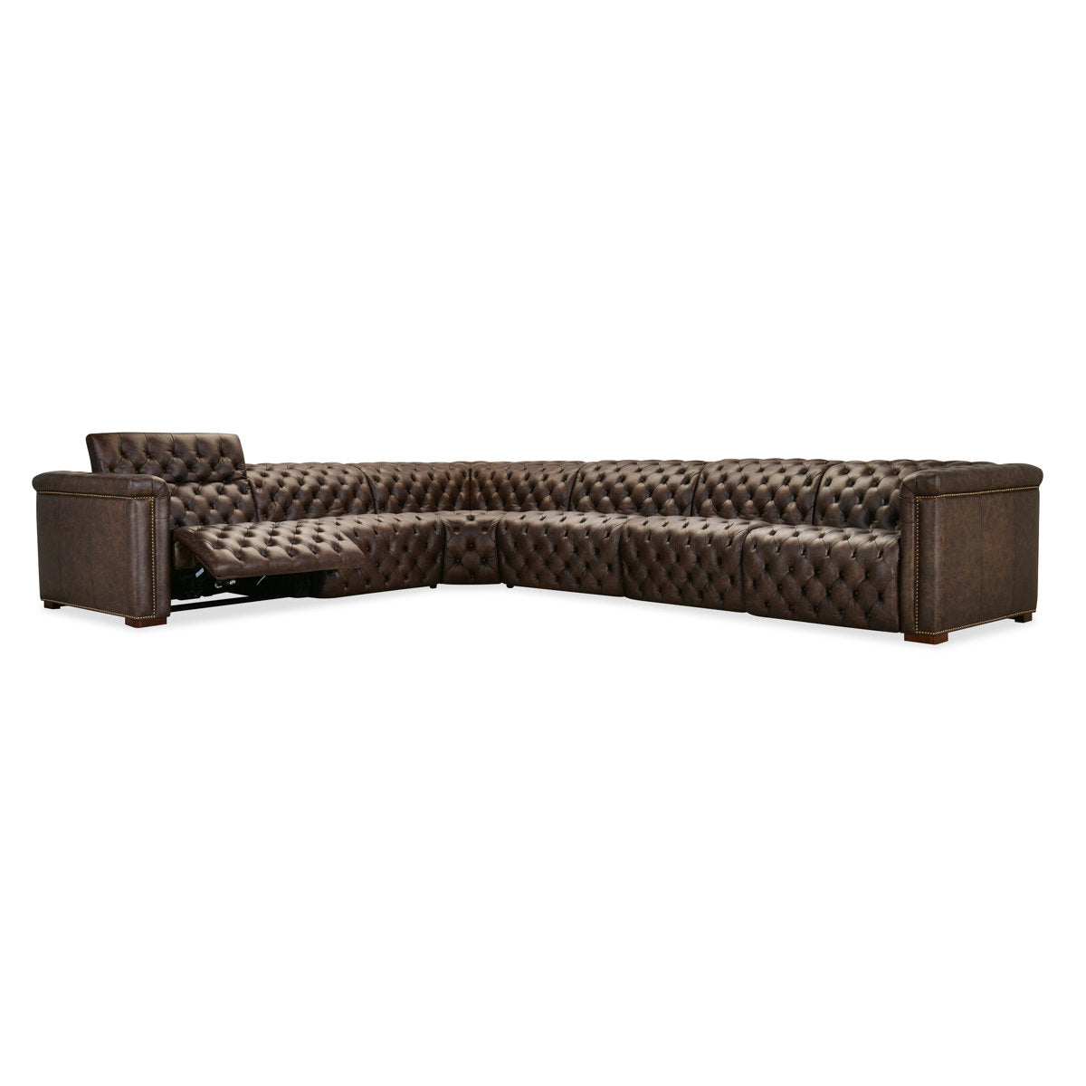 Hooker Furniture Savion Deux 6 Seat Sectional With Four Power Recliners And Seven Power Headrests