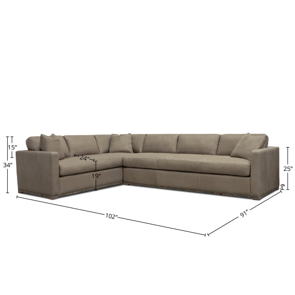 Eleanor Rigby Malibu 102 Wide Genuine Leather Corner Sectional