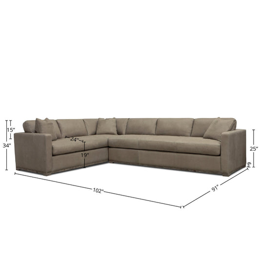 Eleanor Rigby Malibu 102 Wide Genuine Leather Corner Sectional
