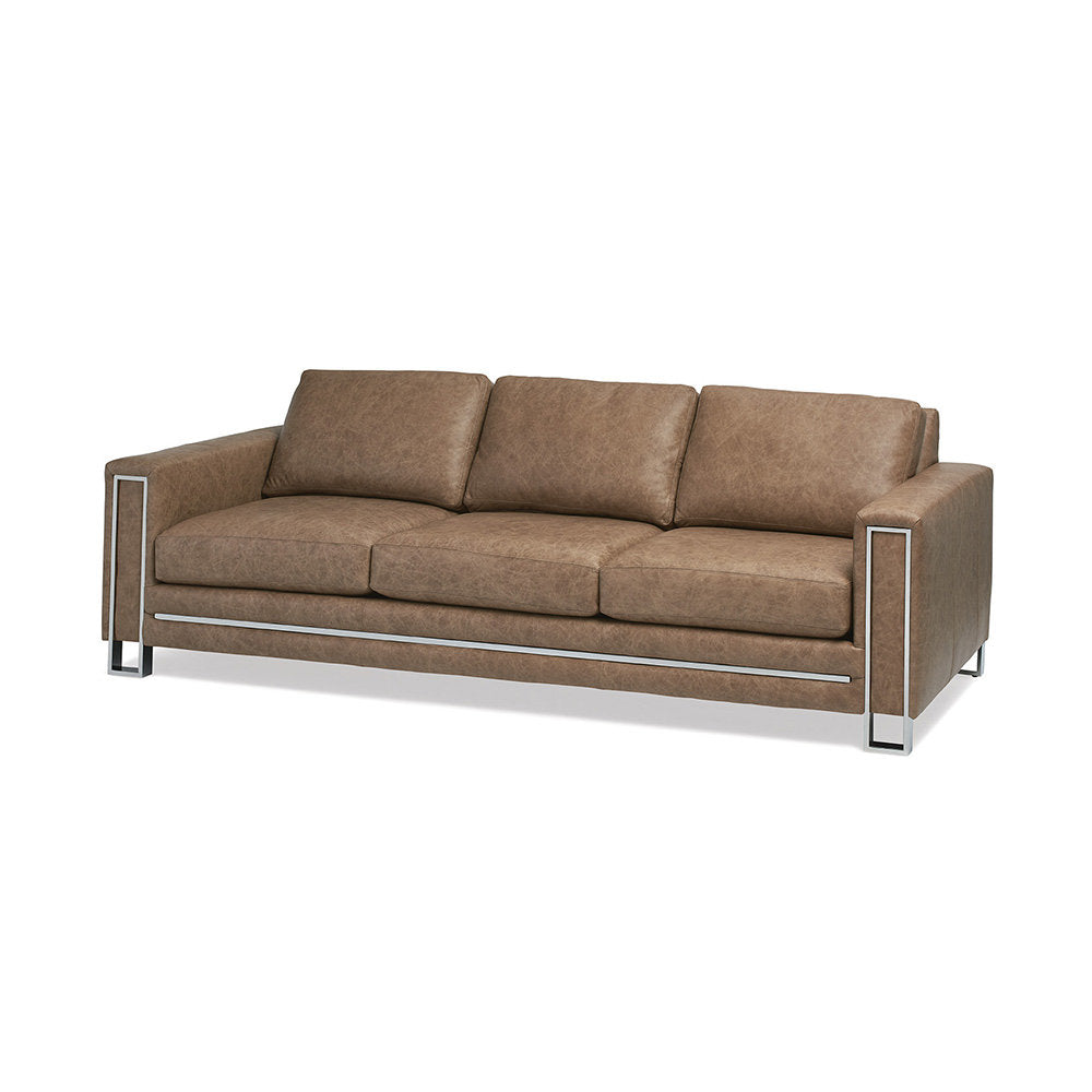 Massoud Furniture Moda Leather Chrome Sofa