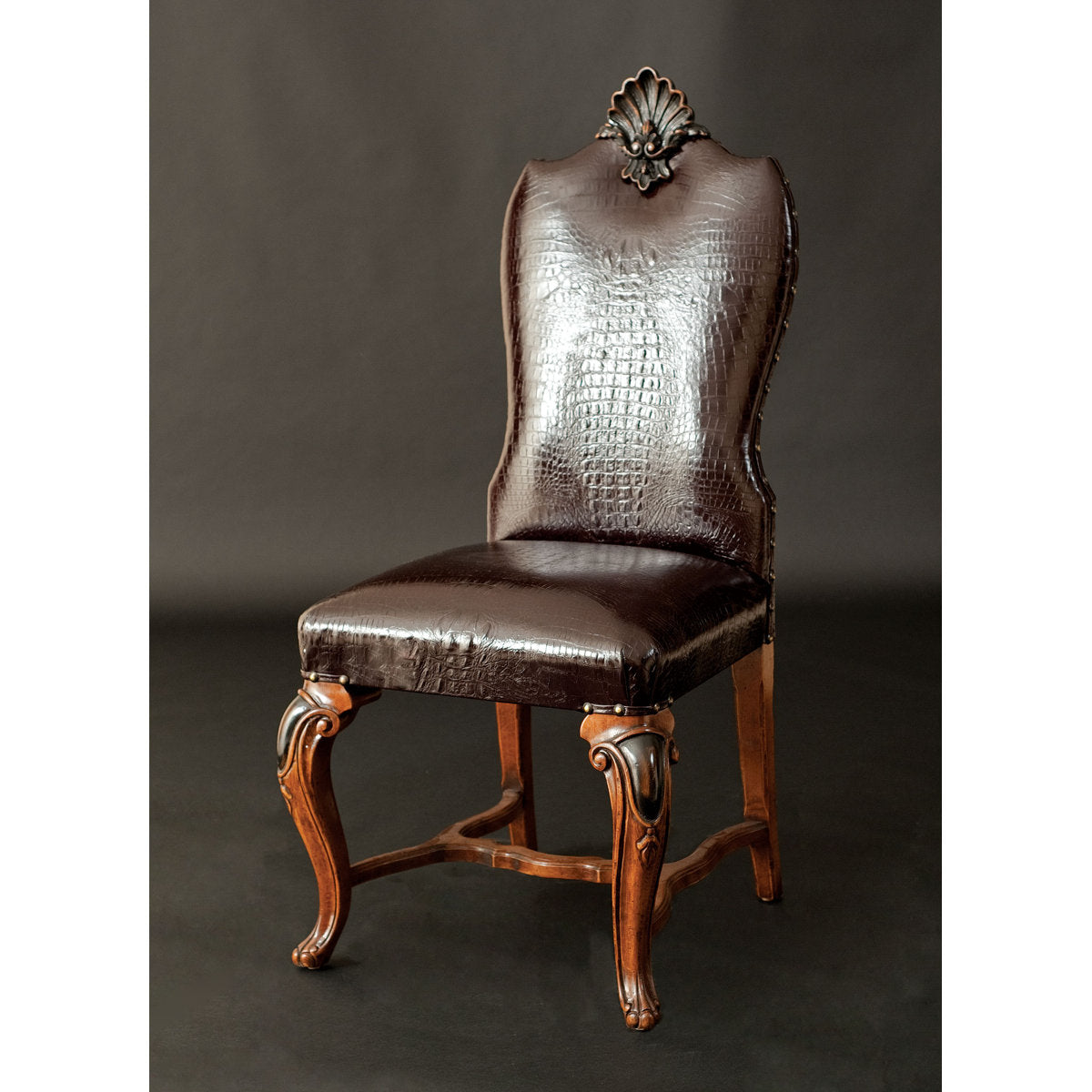 Muslin Upholstered Side Chair in Brown