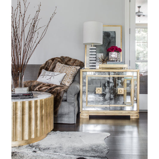 Worlds Away Ophelia Metal 2 Door Mirrored Accent Cabinet