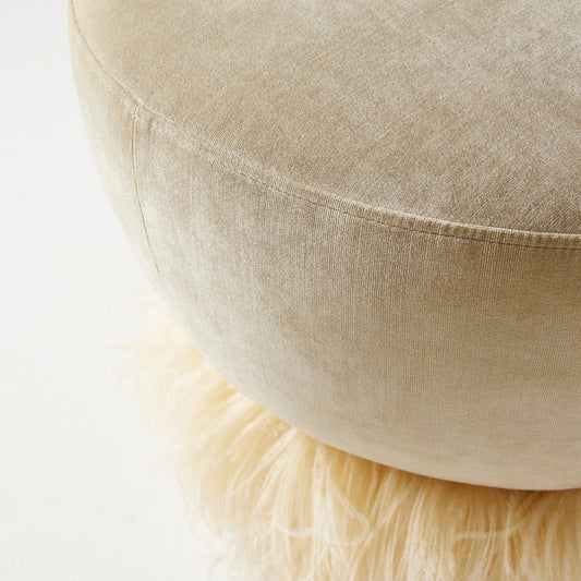 Ostrich Fluff Ottoman - Round - Small (60cm) - Porcelain / Cream