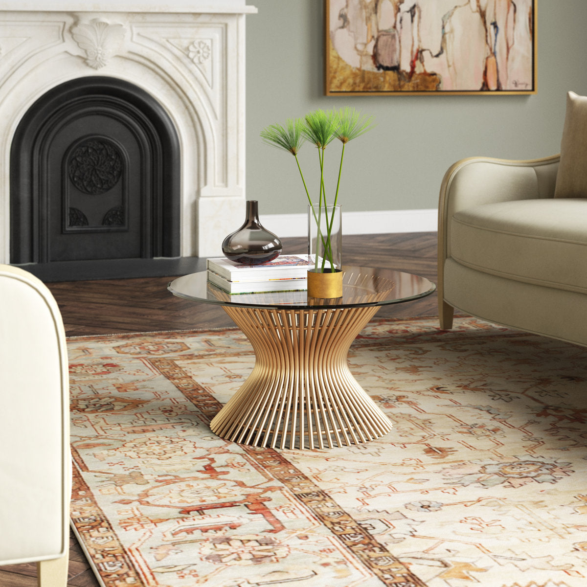 Worlds Away Powell Pedestal Coffee Table