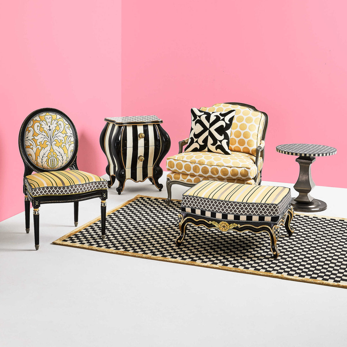 Mackenzie Childs Queen Bee Ottoman