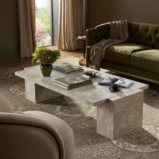 Four Hands Romano Coffee Table Desert Taupe Marble