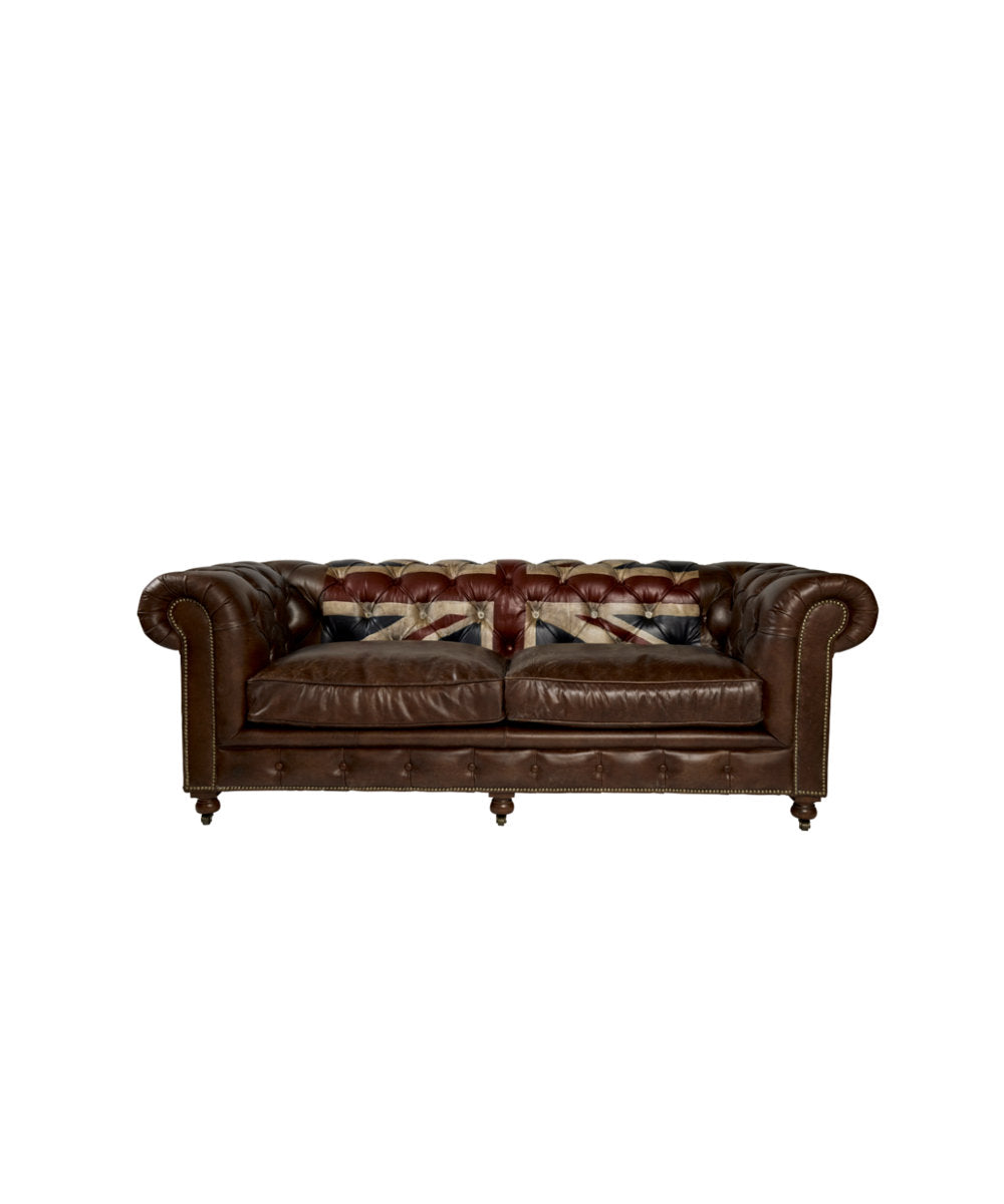 Andrew Martin Rebel 87 Genuine Leather Rolled Arm Chesterfield Sofa