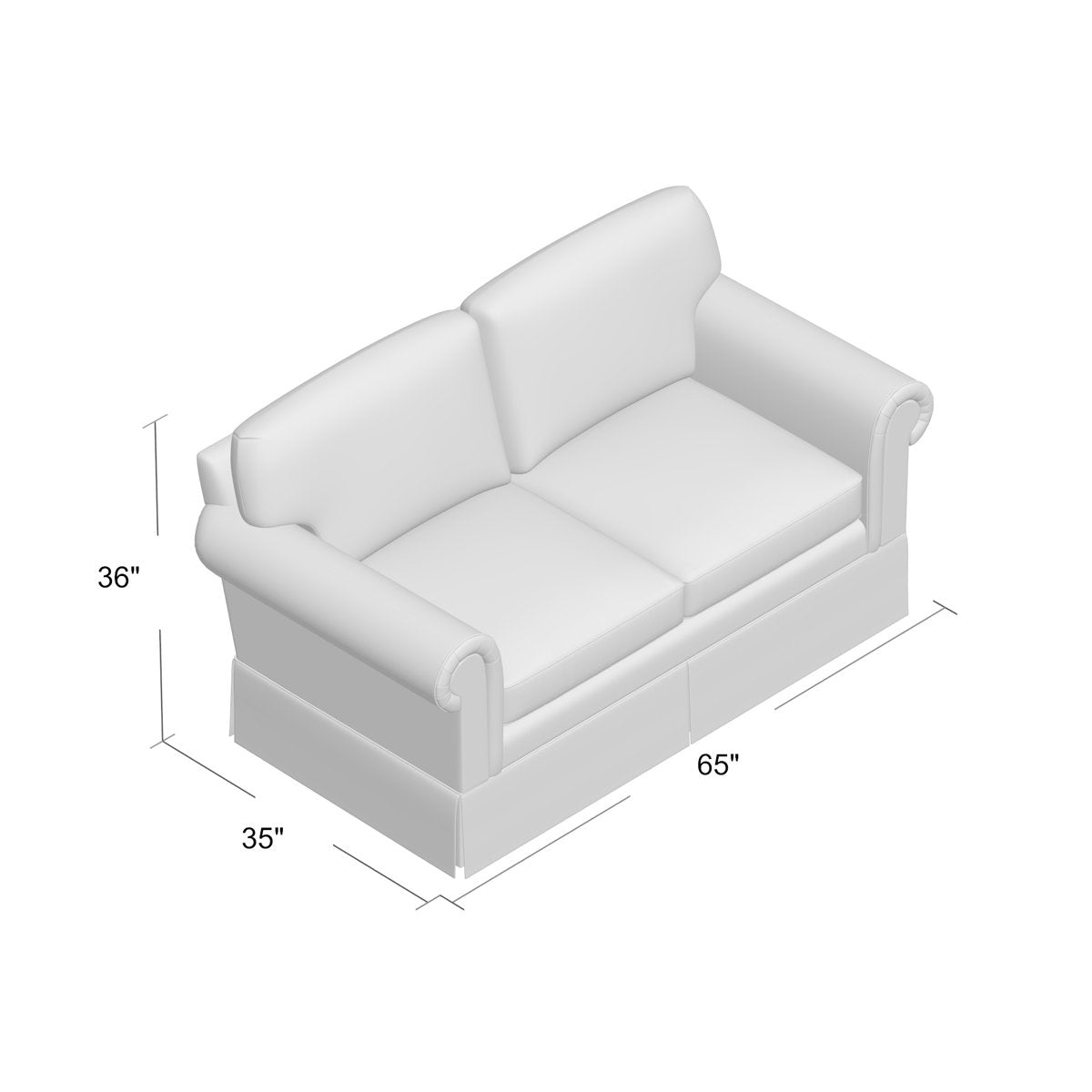 Duralee Ricardo 65 Rolled Arm Loveseat