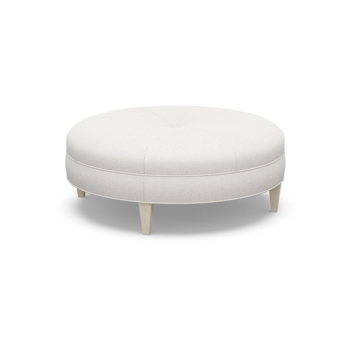 Paul Robert 60 Wide Round Cocktail Ottoman With Tapered Leg