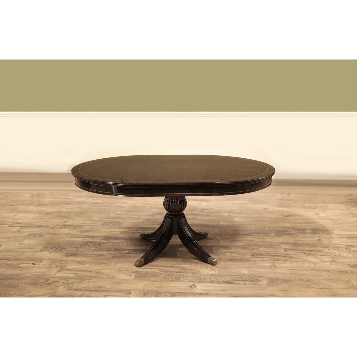Round Walnut Dining Table With Self-storing Leaf Seats 2-4