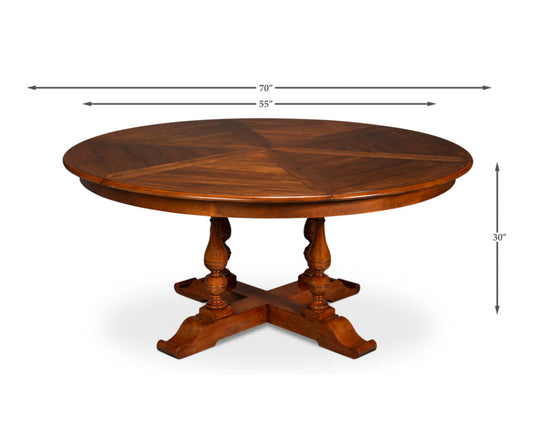 Round Walnut Wood Dining Table