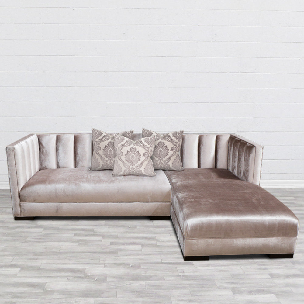Haute House Home Duke 142 Wide Velvet Right Hand Facing Sofa Chaise