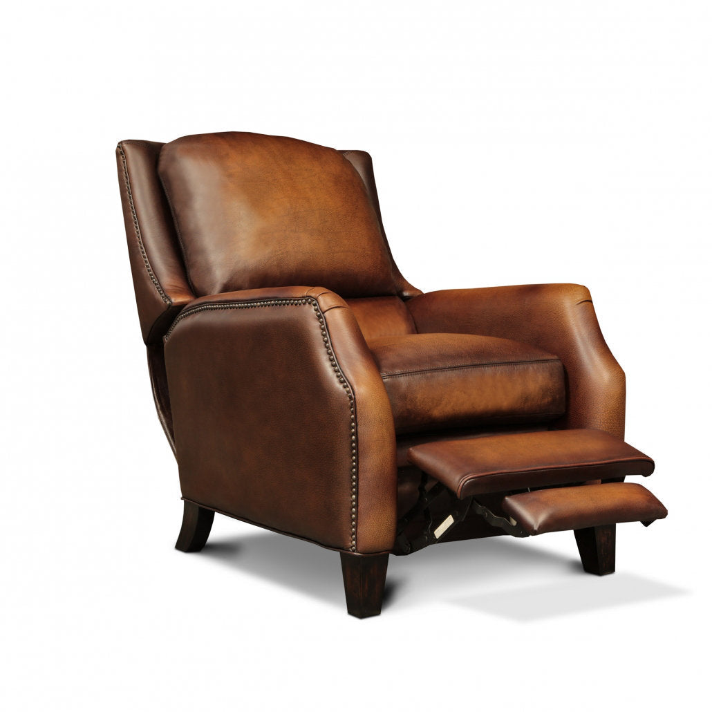 Savoy Leather Armchair Chair with Ottoman