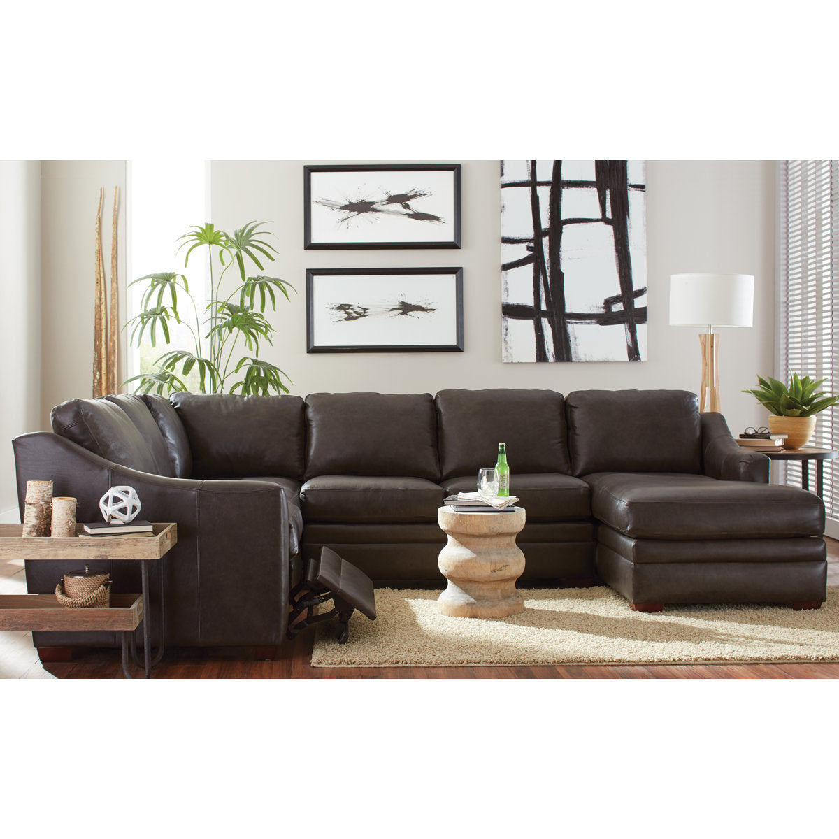 Craftmaster Stone 126 Wide Genuine Leather Right Hand Facing Reclining Sectional
