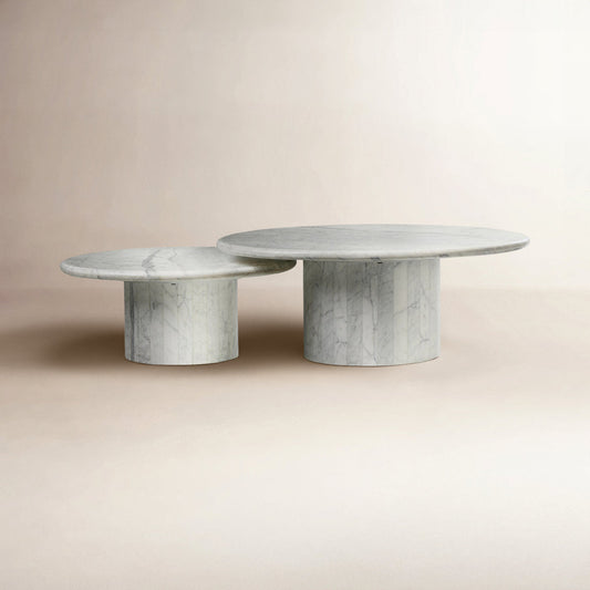 Stuart Marble Coffee Tables-White Calacatta Marble