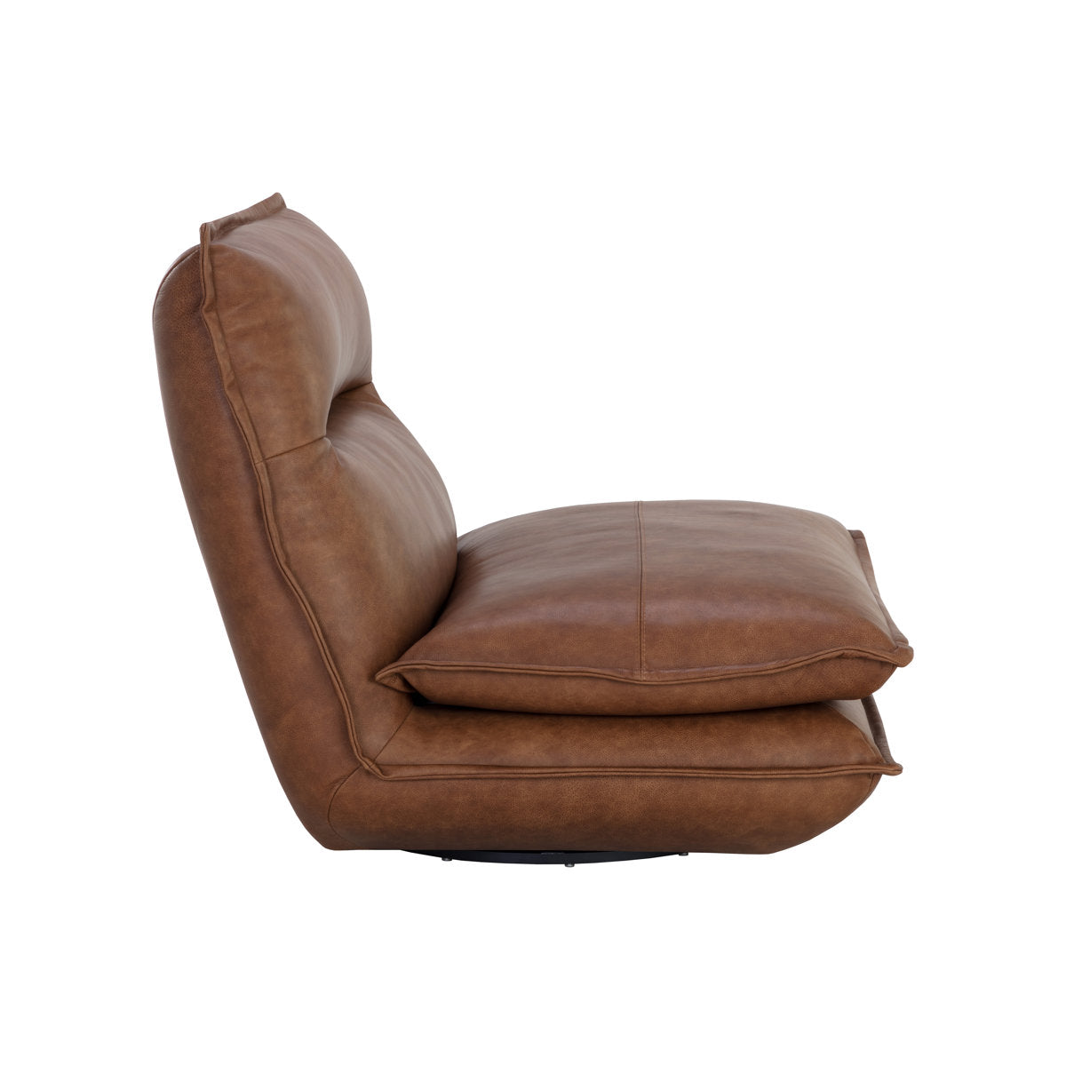 Sunpan Colson Swivel Armless Chair Cognac Leather