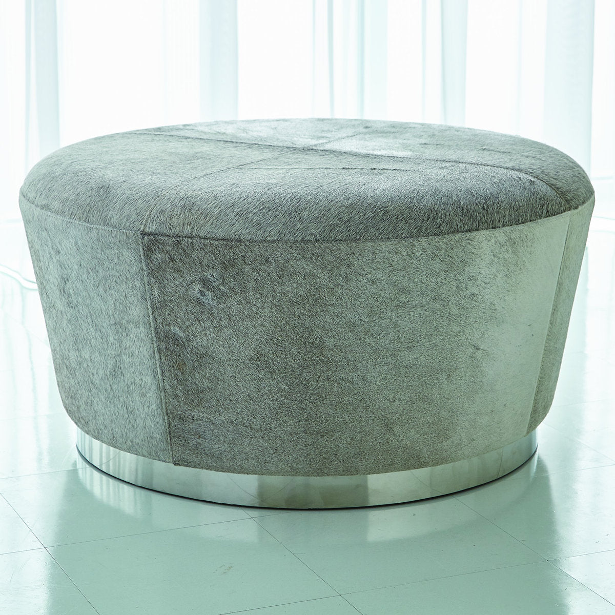 Studio A Home Tapered Ottoman Grey Hair On Hide