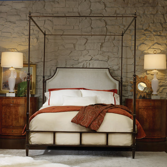Modern History Home Metal Low Profile Canopy Standard Bed With Mattress