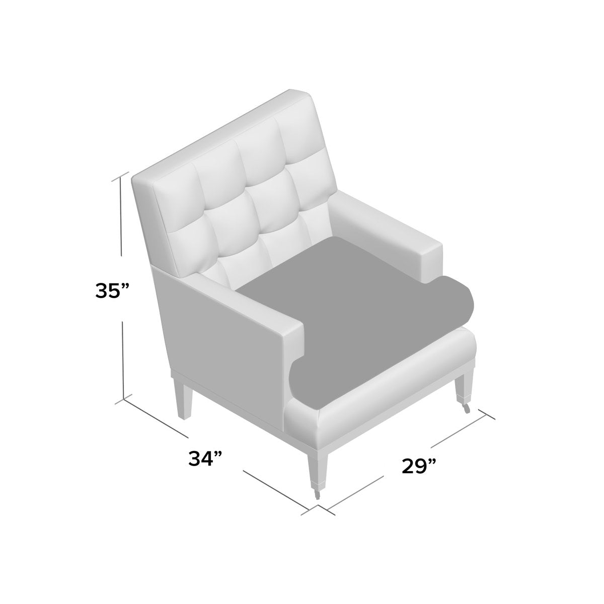 Duralee Uptown 34 Wide Tufted Down Cushion Armchair