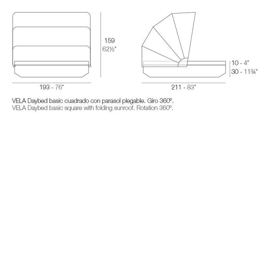 Vela - Basic Daybed with Folding Canopy - 83"x76" - Basic