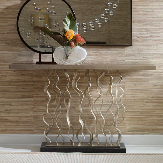 Waves 54'' W Solid Wood Console Table